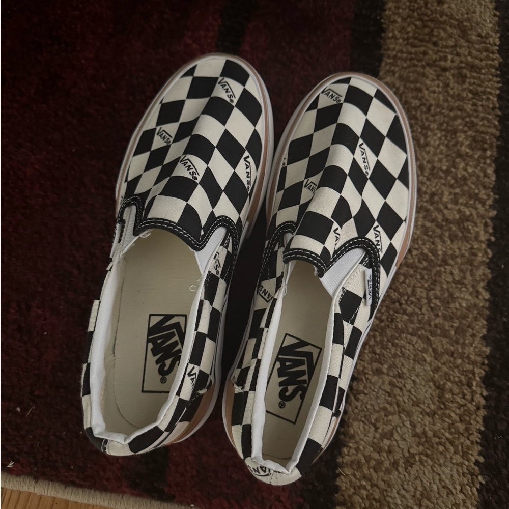 Vans Checkered Slip-On Sneakers - Black and White